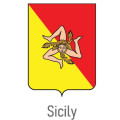 Sicily- (Southern Italy & Islands) The famous Trinacria (a three-legged Medusa head with wheat), an ancient Greek symbol.