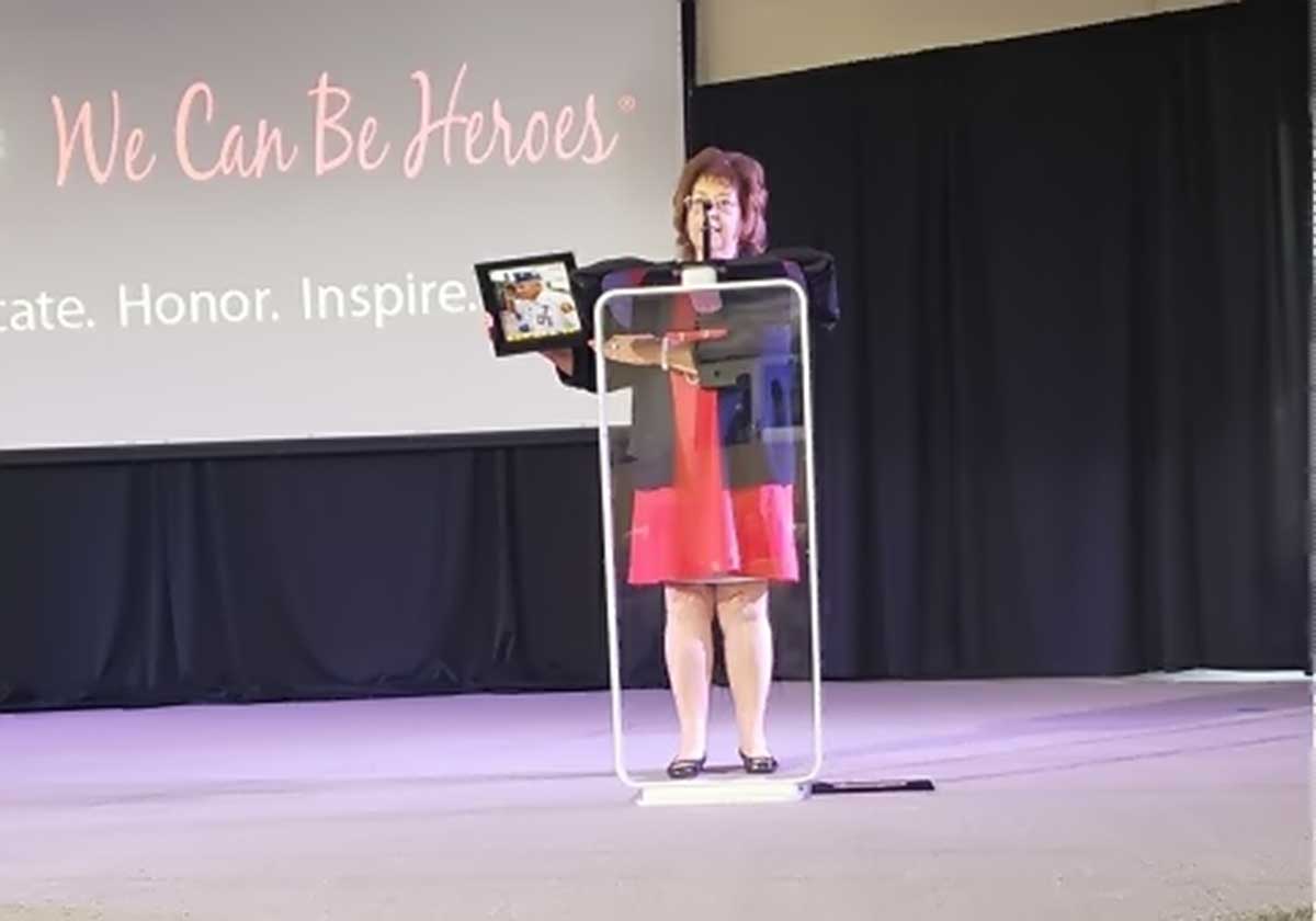 Annette Guarino speaking at the D-Day Remembrance Event